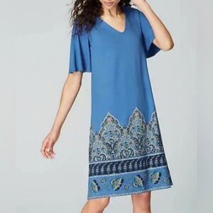 J.Jill Wearever Collection Paisley Dress | Boho A-Line TShirt Dress | Size Small